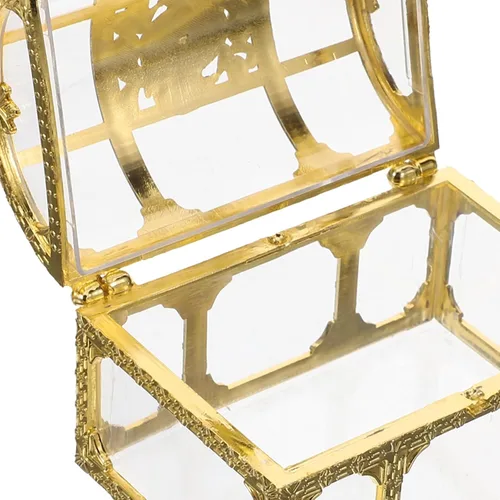 Vista 6 de GALPADA 10 cajas de dulces de cofre del tesoro dorado, recipientes de plástico para recuerdos de boda, suministros de fiesta para almacenamiento