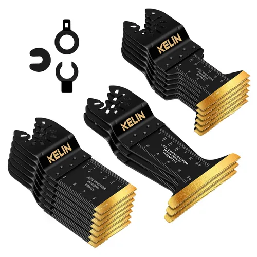 Vista 10 de KELIN 32 cuchillas oscilantes de titanio, cuchillas multiherramienta universales para corte de madera de metal, hoja de sierra oscilante
