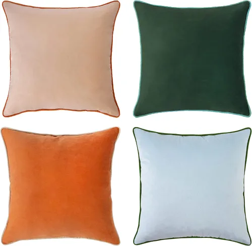 Vista 25 de MONDAY MOOSE - Juego de 4 fundas de cojín decorativas de terciopelo suave, diseño moderno de doble cara; mezcla y combina, rellenos de almohada