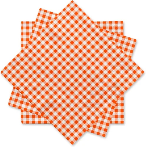 Vista 10 de Gatherfun Servilletas desechables de papel a cuadros rojos y blancos (paquete de 50)