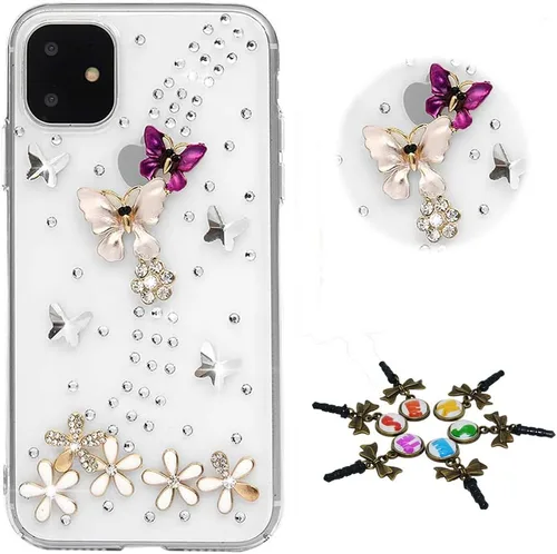 Vista 40 de STENES Sparkle - Funda para teléfono compatible con Samsung Galaxy Z Flip 2 5G - Elegante - Funda 3D hecha a mano con diseño de diamantes