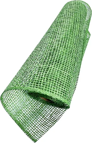 Vista 3 de 4 rollos de malla de arpillera de poliéster de 10 pulgadas, rollos de malla de arpillera de poliéster verde para decoración de Navidad, fabricación