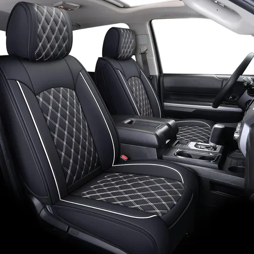 Vista 9 de YIERTAI Fundas de asiento compatibles con Toyota Tundra para 2008-2025 2026 Crewmax Double Cab SR5 Limited Platinum TRD Pro camioneta, impermeables