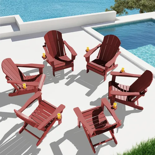 Vista 36 de SERWALL Juego de Sillas Adirondack Plegables de 2 Sillas para Exterior Sillas Adirondack Pintadas Resistente a la Intemperie para Terraza de Patio