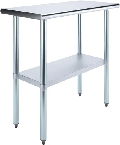 Vista 25 de Mesa de preparación de acero inoxidable de 24 x 12 pulgadas, mesa de trabajo resistente certificada NSF para uso doméstico y comercial, estante