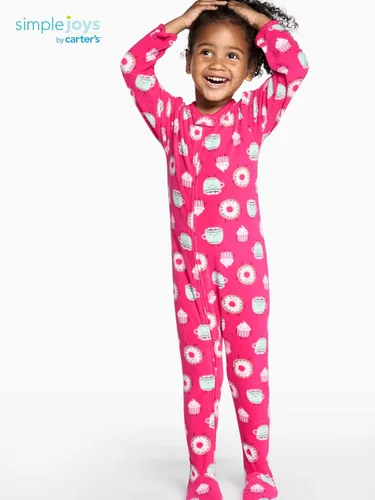 Vista 4 de Simple Joys by Carters Pijama de forro de vellón resistente al fuego para niñas pequeñas y bebés paquete de 3