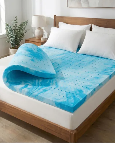 Vista 11 de Cubrecolchón de espuma viscoelástica individual de 2 pulgadas - Protector de colchón de gel refrescante Cooling Gel Infused Bed Topper, Soft