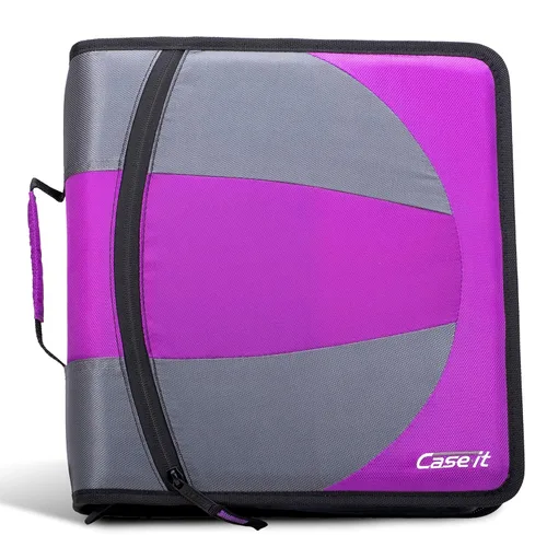 Vista 8 de Case-it La Carpeta Dual 2 en 1 con Cremallera Dos Anillos en D de 1.5 Pulgadas, Capacidad para 600 Hojas, Estuche para Lápices y Múltiples