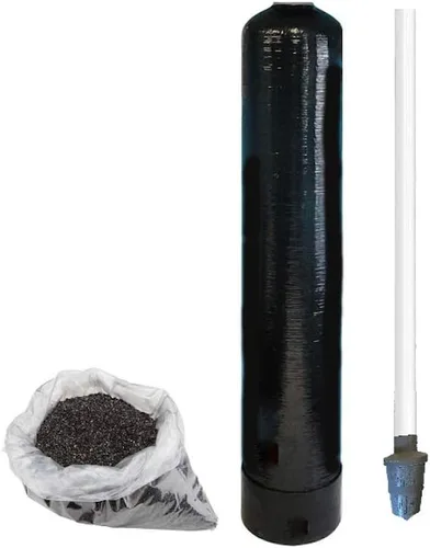 Tanque de filtro de agua de repuesto + carbón de cáscara de coco activado (GAC) y tubo elevador previamente cargado | 12 pulgadas x 52 pulgadas -