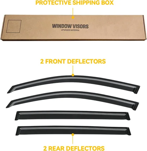 Vista 128 de Visera de ventana para Jeep Cherokee 1984-2001 (Excluye Modelo Limited), Protectores Guards Shields de lluvia de canal exterior, Deflector