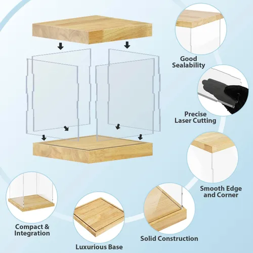 Vista 5 de BenchPro Vitrina de acrílico transparente para trofeos, coleccionables, caja de exhibición de cubo de montaje, soporte de protección a prueba