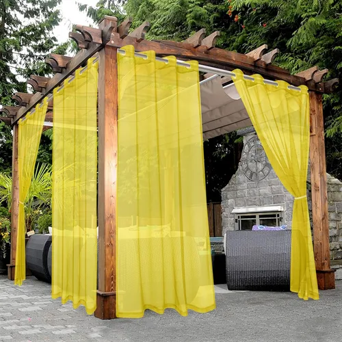 Vista 25 de Bonzer - Cortinas traslúcidas impermeables de exterior para el patio - 2 paneles con ojales de velo traslúcido para sala, recámara, porche, pérgola