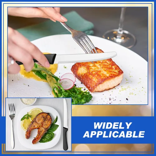 Vista 10 de Zhehao 100 cuchillos de carne de 8.39 pulgadas, cuchillo de hoja dentada redondeada de acero inoxidable con mango de plástico para cocina