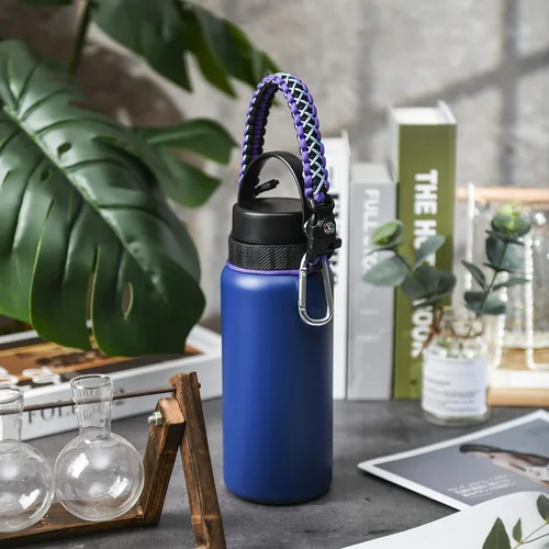 Vista 36 de Asa de cuerda de paracaídas para botellas Hydroflask 2.0 de boca ancha y estándar, con nuevo soporte de anillo de seguridad, 12oz - 64oz