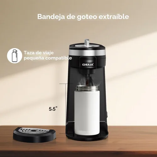 Vista 8 de CHULUX Cafetera de una sola porción para cápsulas K, mini cafetera individual de una taza, perfecta para espacios pequeños, color negro