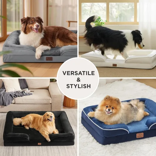 Vista 9 de Bedsure Cama ortopédica para perros de tamaño mediano – Cama lavable para perros medianos y gatos, impermeable, cómodo sofá para mascotas con funda