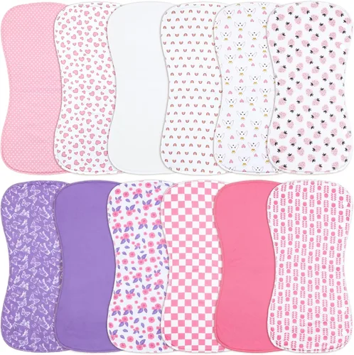 Vista 14 de Baberos y paños para eructos 2 en 1 - Pack de 6 unidades grandes, súper absorbentes, paños de algodón suaves para eructos de 3 capas para niños