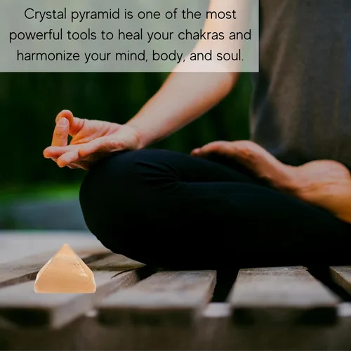 Vista 5 de Orange Selenite Pyramid Crystal Healing Stones - 1" Great Pyramid Figurine of Natural Stone Pyramid for Meditation, Reiki, Chakra Balancing and