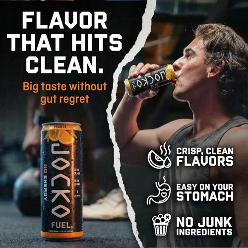 Vista 4 de Bebida energética Jocko GO (Afterburner Orange) - Keto, Vitamina B12, Vitamina B6, Electrolitos, L Theanine, Magnesio - Incremento de energía, sin