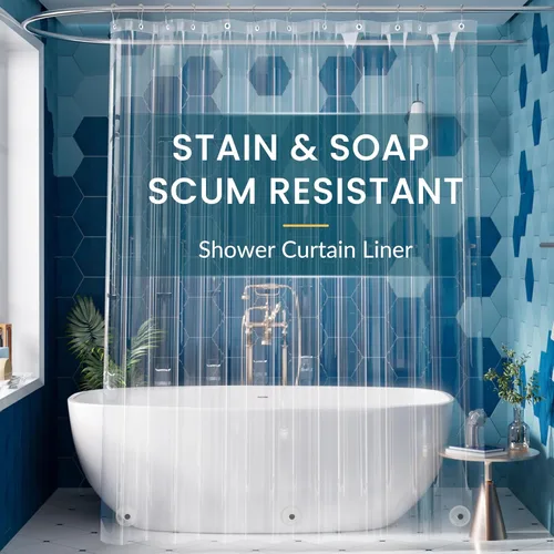 Vista 23 de Titanker 3G forro de PEVA para cortina de regadera, 72 x 78 pulgadas, forro plástico transparente, ligero e impermeable para cortina, para baño