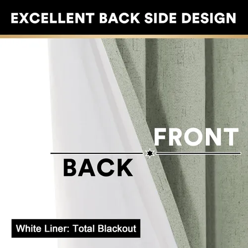 Vista 330 de Primitive - Cortinas opacas 100 % de lino texturizado natural para dormitorio, sala de estar, cortinas para ahorra energía, tela de arpillera