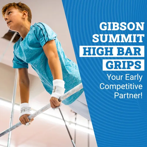 Vista 4 de Gibson Athletic Summit High Bar Gymnastic Grips for Boys, Durable Leather Grip for Secure Grip, Hand Grips for Early Competitor Gymnasts, Gymnastics