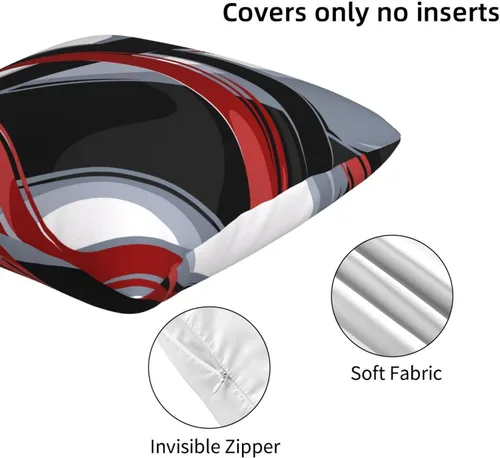 Vista 3 de Lcokin - Fundas de almohada decorativas con rayas rojas y negras abstractas, 16 x 16 pulgadas, juego de 2, funda cuadrada de cojín gris para sofá