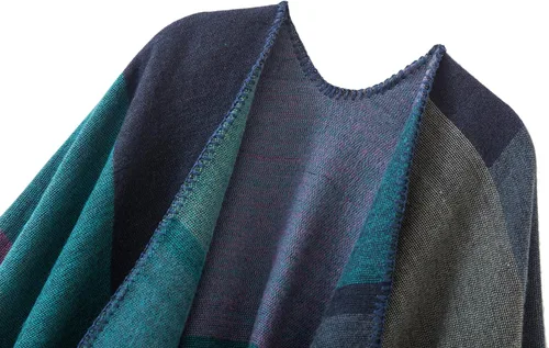 Vista 227 de Urban CoCo Poncho de colores para mujer, chal con frente abierto, color en bloques