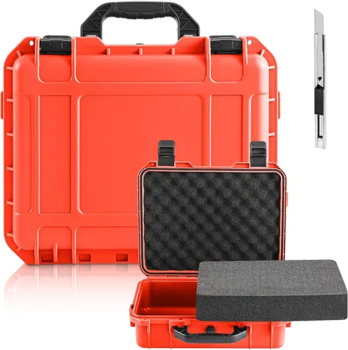 Vista 26 de Relaxweex 1 funda rígida impermeable con inserto de espuma personalizable para bricolaje, funda protectora portátil con cuchillo para cámara, Negro