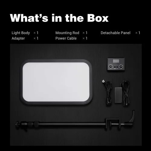 Vista 9 de Godox Luz clave ES45, luz de video LED con soporte de escritorio extensible, control inalámbrico de 2.4G, 0-100% de brillo y temperatura
