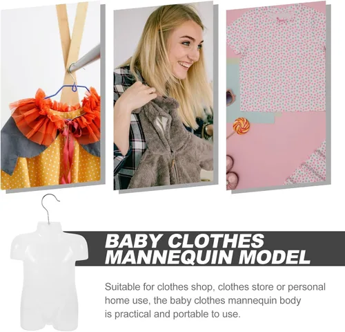 Vista 4 de DOITOOL Maniquí infantil torso con colgador 3D para niños pequeños, forma de exhibición de ropa de bebé para colgar en la parte delantera