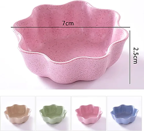 Vista 2 de Plato de salsa de soja, 8 cuencos pequeños, platos de condimento de paja de trigo para guarniciones de sushi, mini platos de aperitivo, cuencos