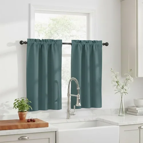 Vista 39 de NICETOWN Cenefas de Ventana Opacas con Aislamiento Térmico para Guardería - Paneles de Cortina con Bolsillo para Barra de Decoración del Hogar