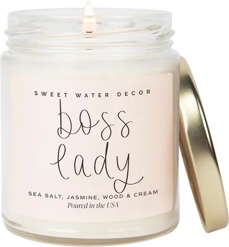 Vista 13 de Sweet Water Decor, Be Still and Know, Vela de cera de soja perfumada con sal marina, jazmín, crema y madera para el hogar, velas cristianas