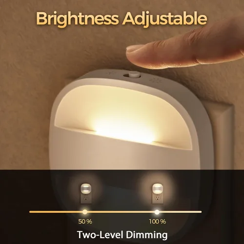 Vista 3 de DORESshop Luces nocturnas LED enchufables a la pared, 4 paquetes de luz nocturna plegable, portátil, regulable, con sensor de atardecer a amanecer