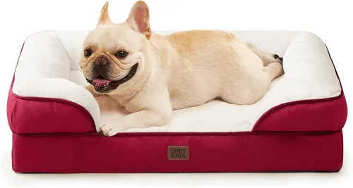 Vista 29 de EHEYCIGA - Cama ortopédica para perro grande, impermeable, de espuma viscoelástica y espuma tipo caja de huevos, bordes elevados, antideslizante