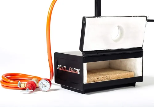 Vista 3 de DEVIL-FORGE Forja de propano de gas Farrier DFHS1+1D/2.8", 1 quemador DFP (80.000 BTU), válvula de bola de gas, estrangulador de aire, 1 puerta