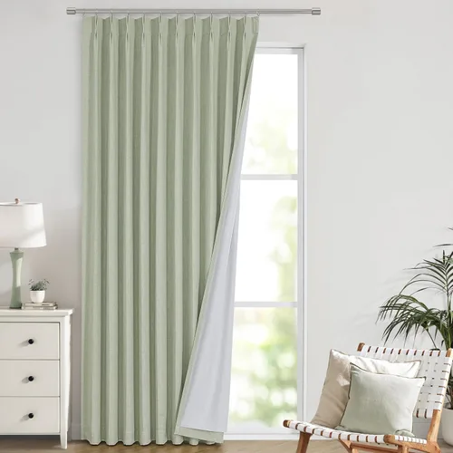 Vista 42 de Vision Home Cortinas marrones con pliegues pinzados, opacas completas, cortinas de ventana de lino mezclado para oscurecer la habitación, cortinas