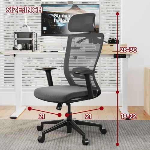 Vista 2 de SANODESK OS3 - Sillas de escritorio de oficina en casa, silla giratoria de respaldo alto para computadora, silla de oficina ergonómica de malla