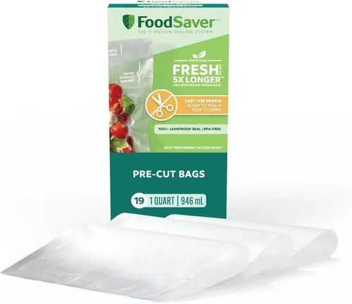 Vista 12 de Bolsas de sellado al vacío precortadas de cuarto de galón FoodSaver, bolsas de almacenamiento al vacío de fácil uso, bolsas de almacenamiento