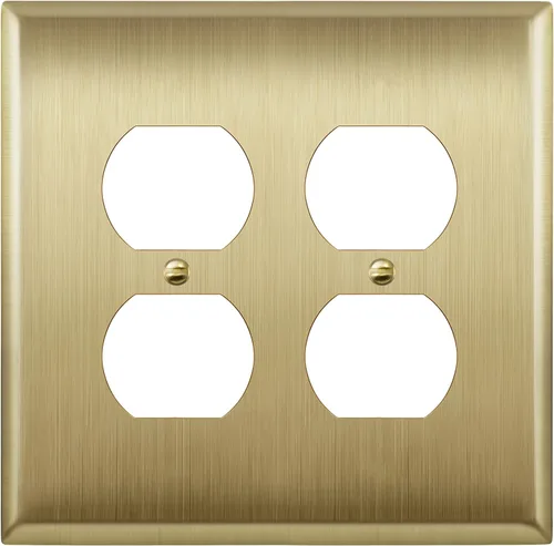 Vista 40 de ENERLITES Placa de pared de metal para receptáculo dúplex, tapa de salida de acero inoxidable, resistente a la corrosión, tamaño estándar de 1