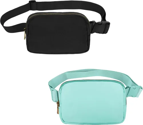 Vista 52 de VOROLO Riñonera para mujeres y hombres, bolsa cruzada, bolsa de cinturón con correa ajustable, Gris claro, Talla única