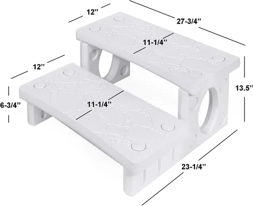 Vista 8 de XtremepowerUS Escalones Premium Multiusos de 2 Peldaños para Spa Bañera de Hidromasaje Piscina Caravana Cámper Escalones de Cubierta Ligeros con Gris