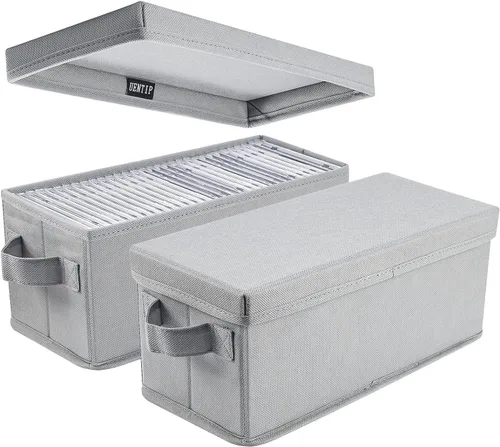 Vista 8 de UENTIP Cajas de almacenamiento para CD, paquete de 2 cajas de almacenamiento para DVD y CD con capacidad para 30 CD en estuches jewel completos, 60