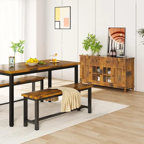 Vista 8 de DKLGG Bancos de comedor, banco de cocina de 39 pulgadas, par de 2 para sala de estar, dormitorio, bancos de entrada industrial, banco de comedor