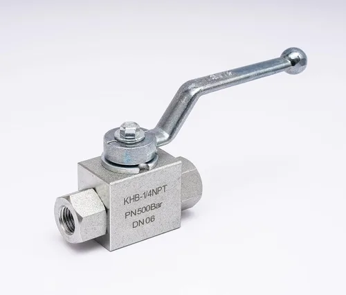 Vista 3 de Válvula de bola hidráulica KHB de 2 vías 1/4 "NPT KHB KHB-1/4NPT 7250 PSI Válvulas de bola de cierre de alta presión que incluyen enchufe