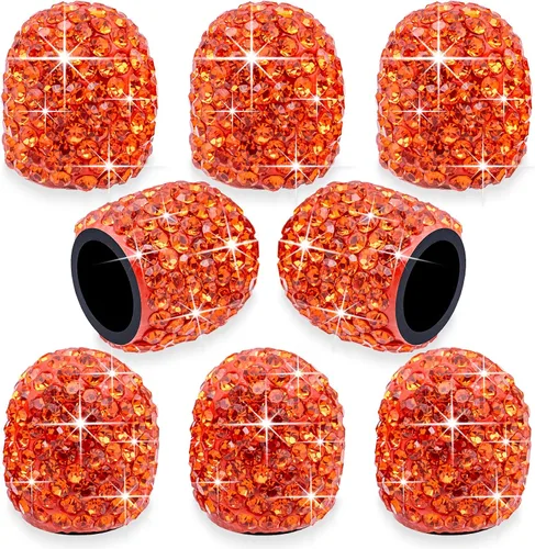 Vista 17 de 8 tapas de válvula de vástago de neumático con diamantes de cristal, a prueba de polvo, tapas universales para válvulas de neumáticos para Negro