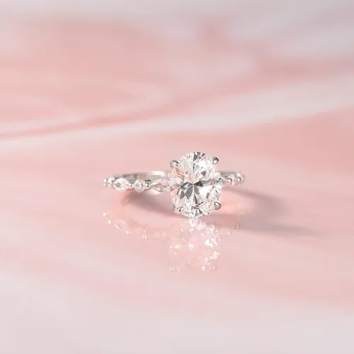 Vista 2 de EAMTI Anillo de compromiso de plata de ley 925 con circonita cúbica de corte ovalado anillo de compromiso con halo solitario para mujer talla 3-13