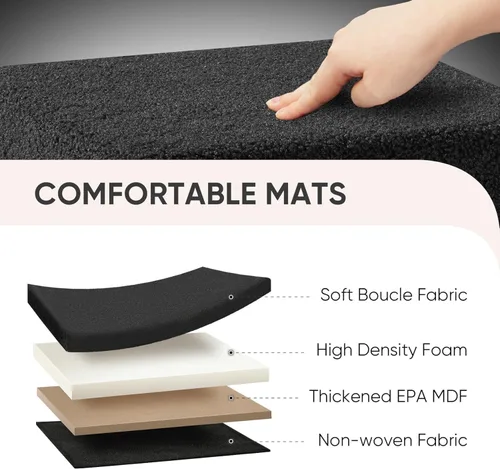 Vista 72 de PINPLUS Otomanas otomanas de almacenamiento con forma cuadrada con reposapiés de almacenamiento para sala de estar, asiento otomano Boucle para Gris