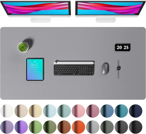 Vista 158 de Aothia - Protector de escritorio de cuero sintético, base para mouse y cubierta antideslizante, superficie impermeable para laptop y escritura